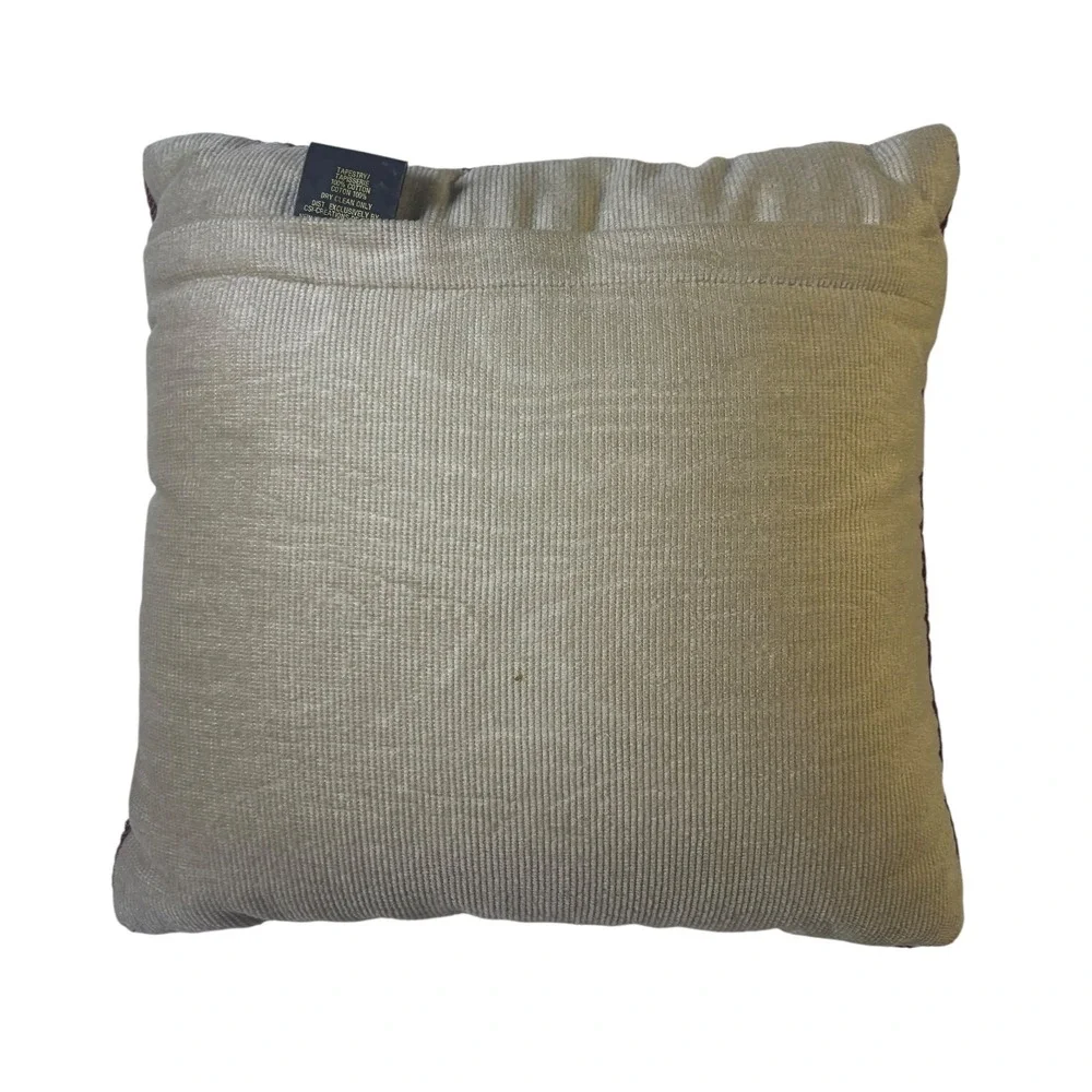 Capisserie‎ Tapestry Christmas Holly Berry Woven Cotton Accent Pillow 12x12 USA